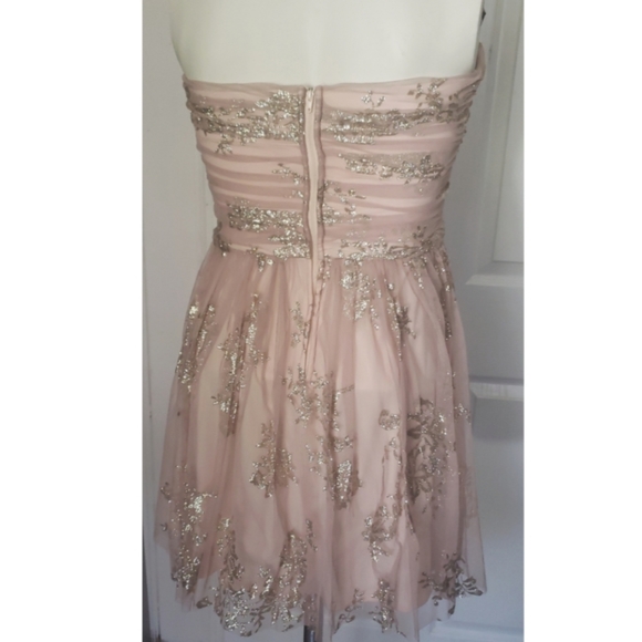 tulle mini dress with gold print details. - Picture 2 of 14